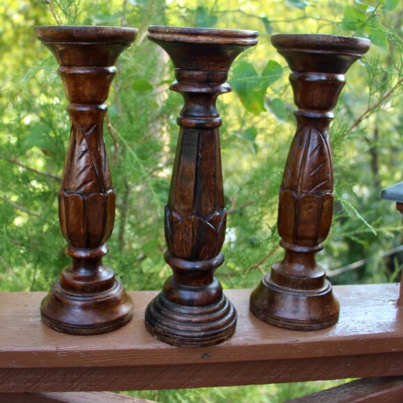 Wooden Candle sticks - Picture 1 of 5